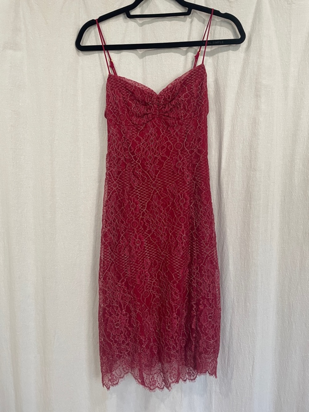 Betsey Johnson Red Lace Midi Slip Dress